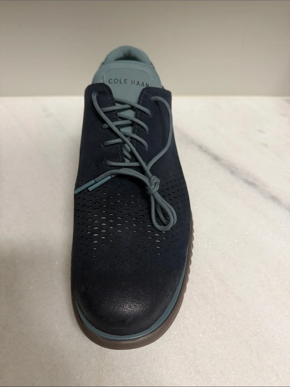 Cole Haan Navy and Light Blue Suede Lace-Up Oxfords